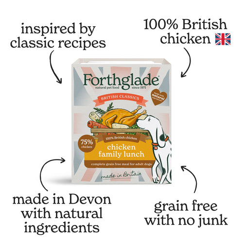 British Classics Chicken Family Lunch Wet Dog Food (Single Tray)