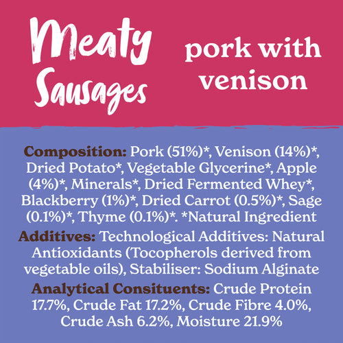 Meaty Sausages Pork & Venison Dog Treats