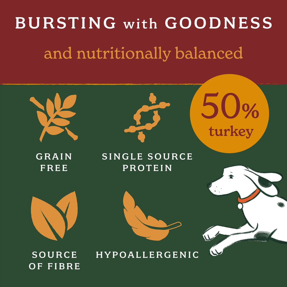 2kg Lightly Baked Turkey Dry Dog Food