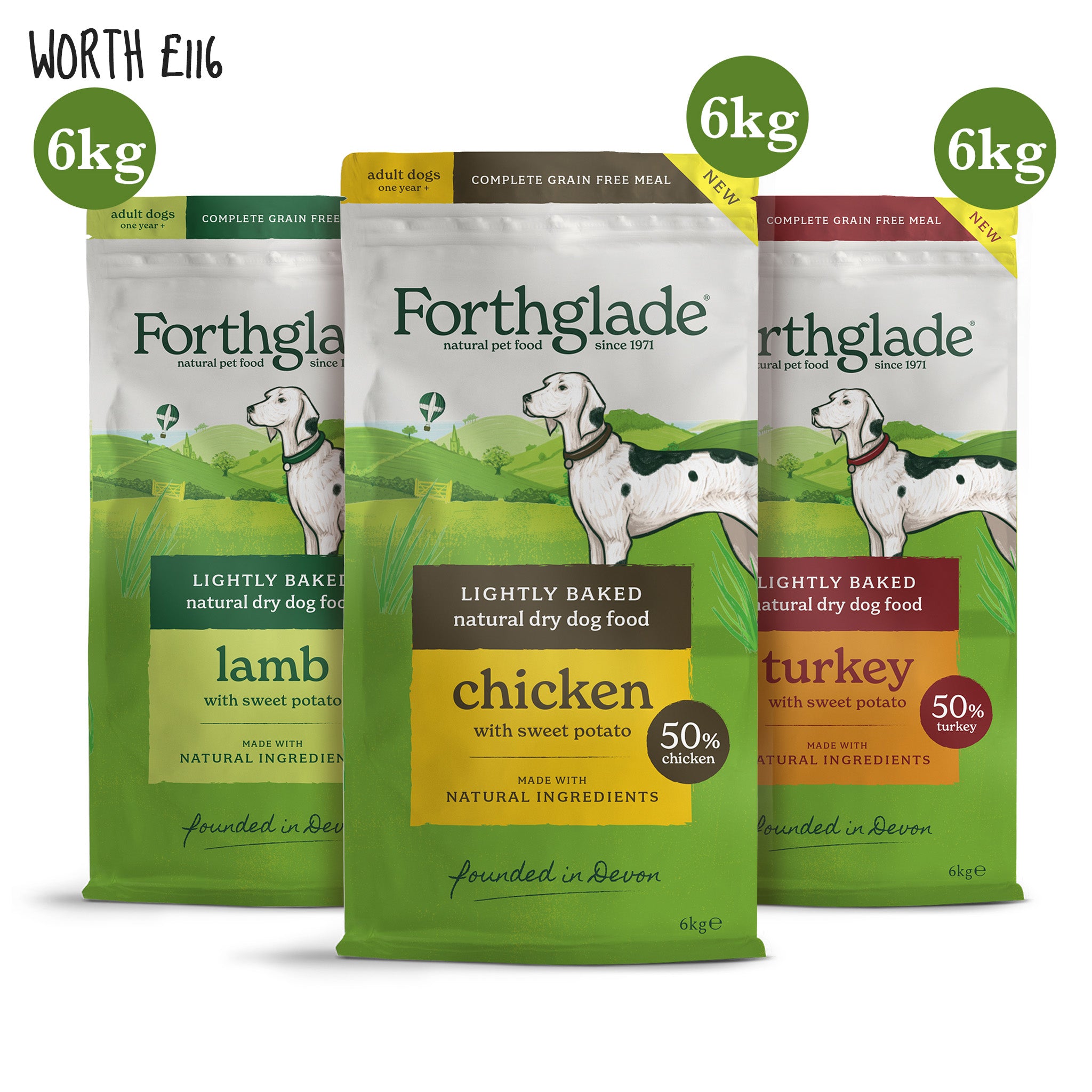 Lightly Baked Dry Food Flavour Variety Bundle 3 x 6kg Forthglade