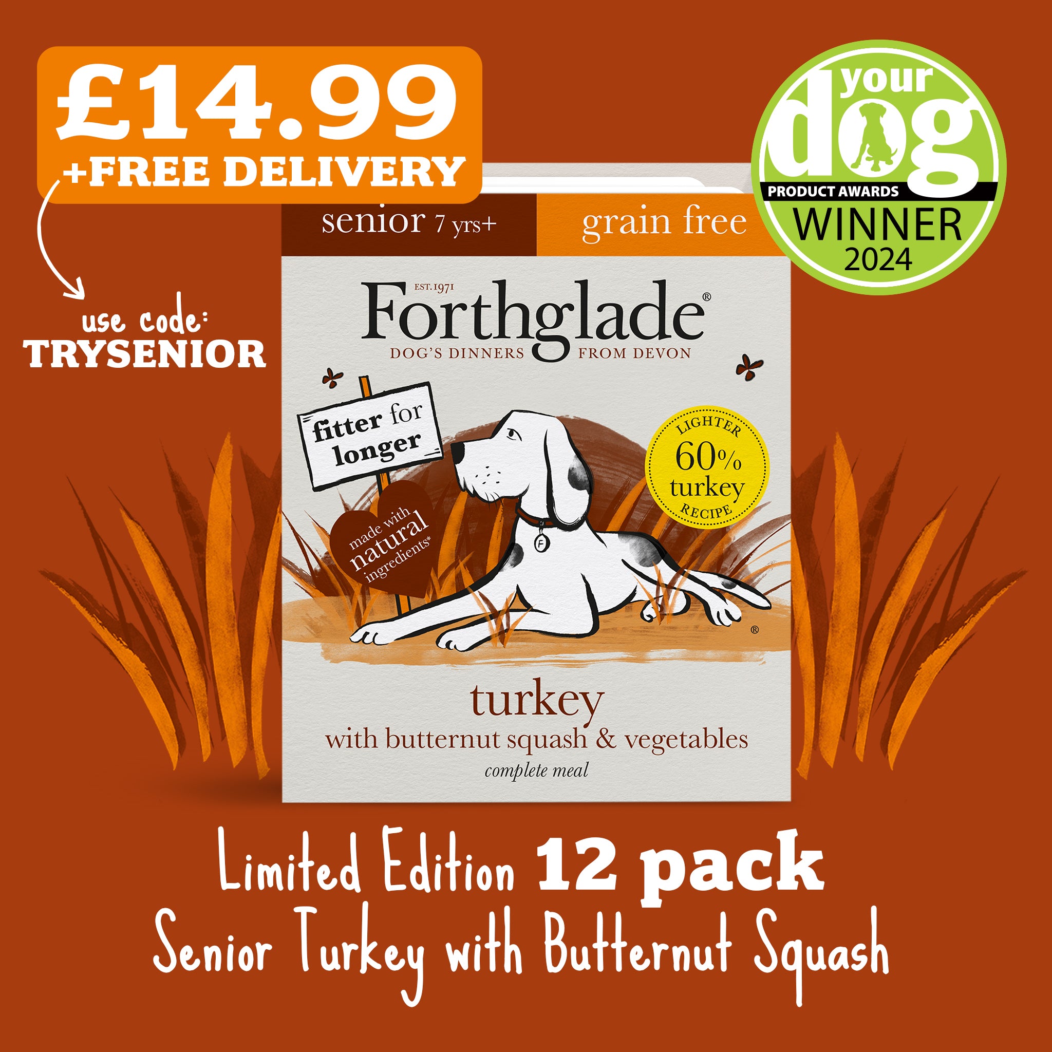 Turkey Butternut Squash Wet Senior Dog Food Forthglade