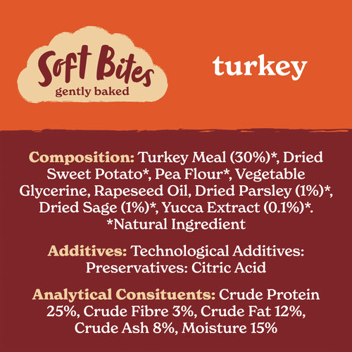 Natural Soft Bite Treats with Turkey (1 x 90g)