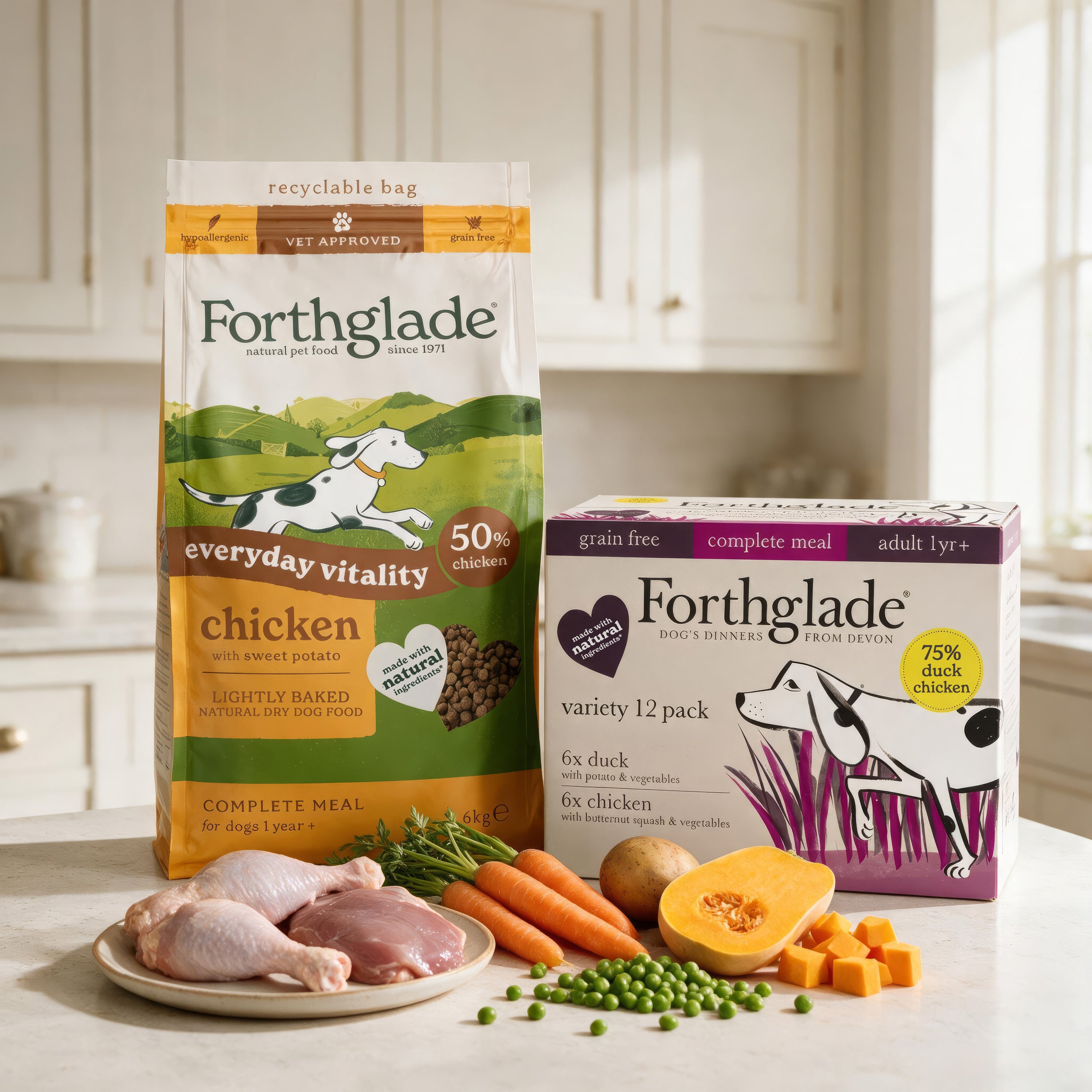 Chicken & Duck Wet Dog Food + Lightly Baked Chicken Bundle (1 x 6kg + 12 x 395g)