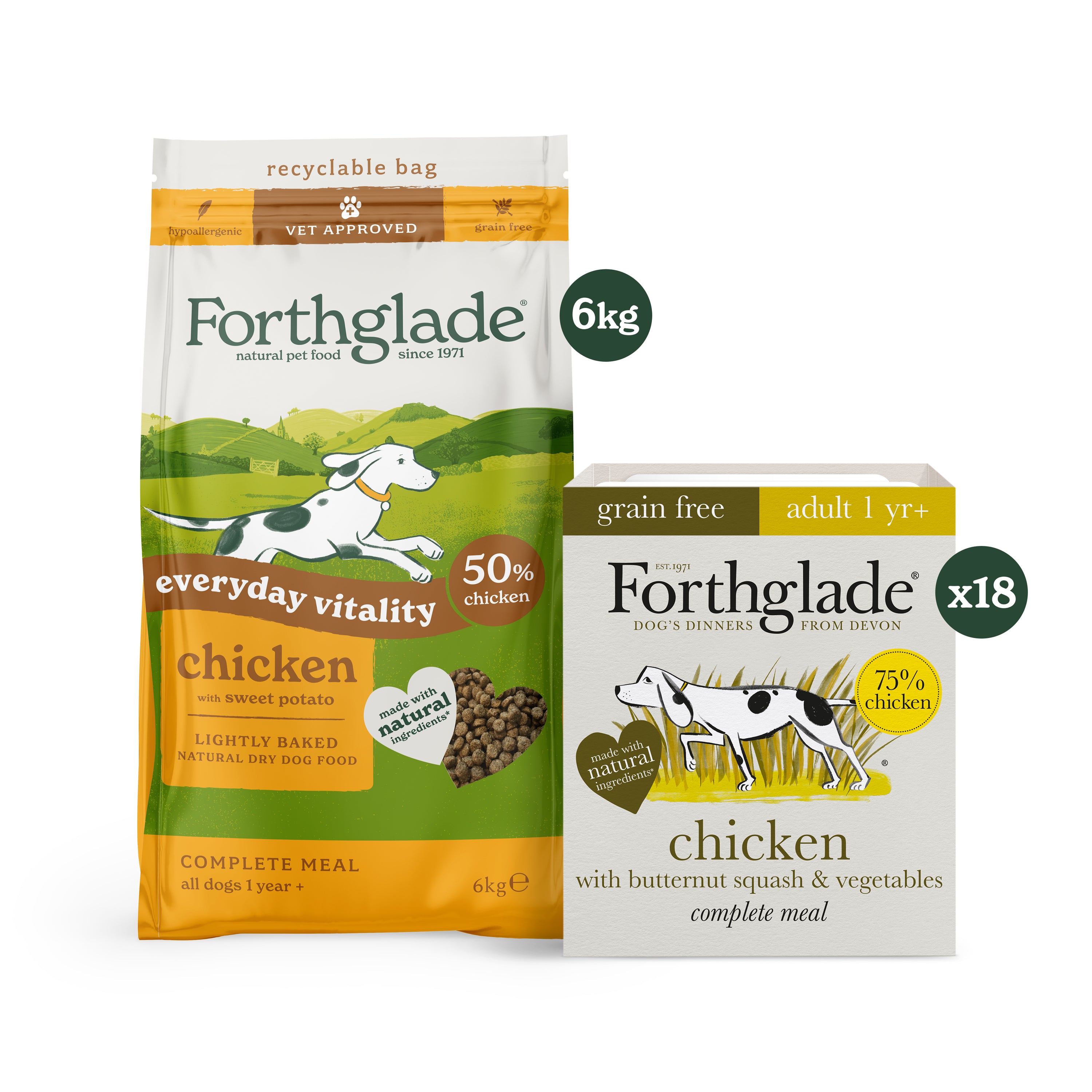 Grain Free Chicken Dog Food Mixed Bundle (1x6kg + 18x395g)