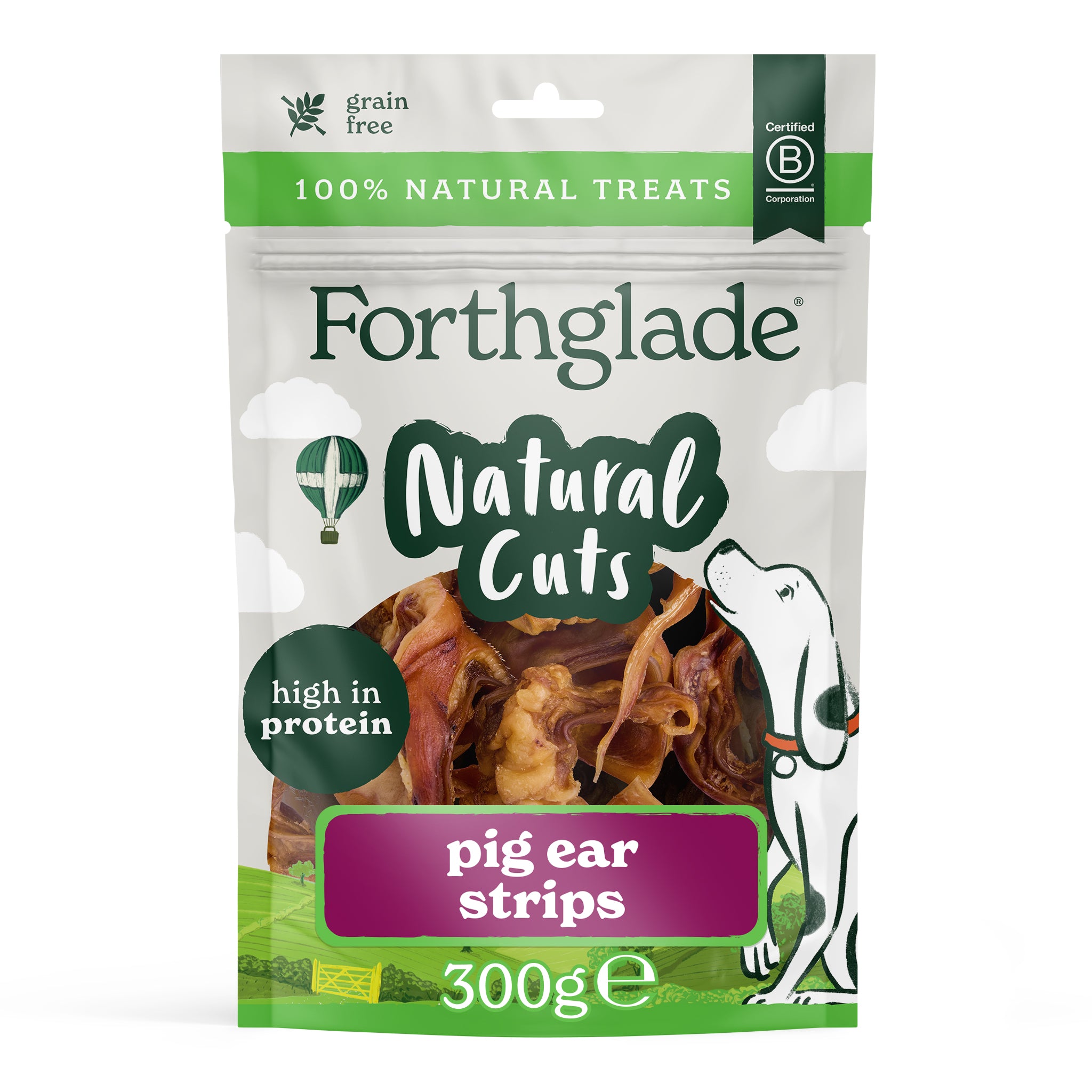 Natural Cuts Air Dried Pigs Ear Strips - Meaty Dog Treats