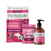 Salmon Dry Dog Food, Treats & Supplements Bundle