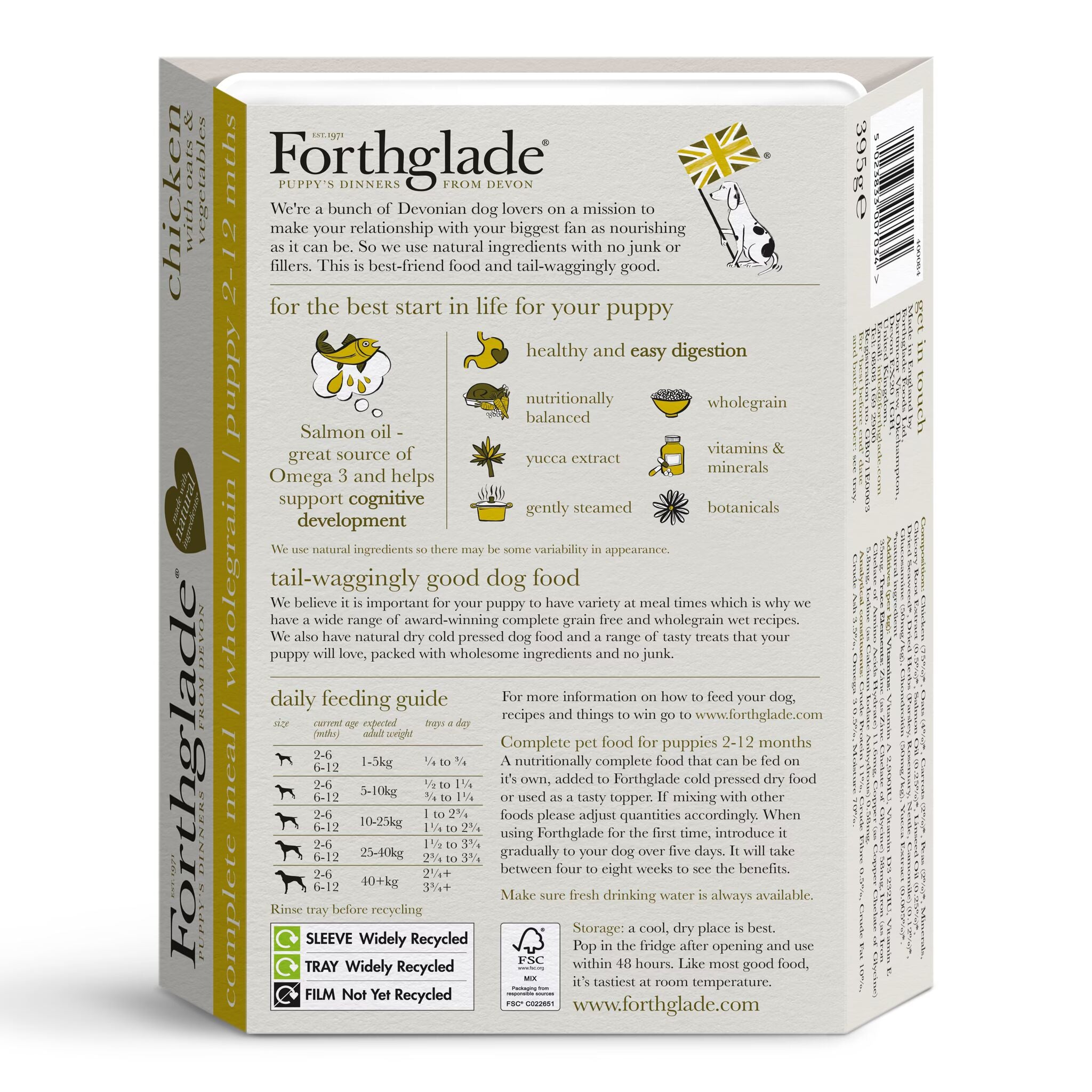 Chicken Oats Puppy Wet Food Hypoallergenic Recipe Forthglade