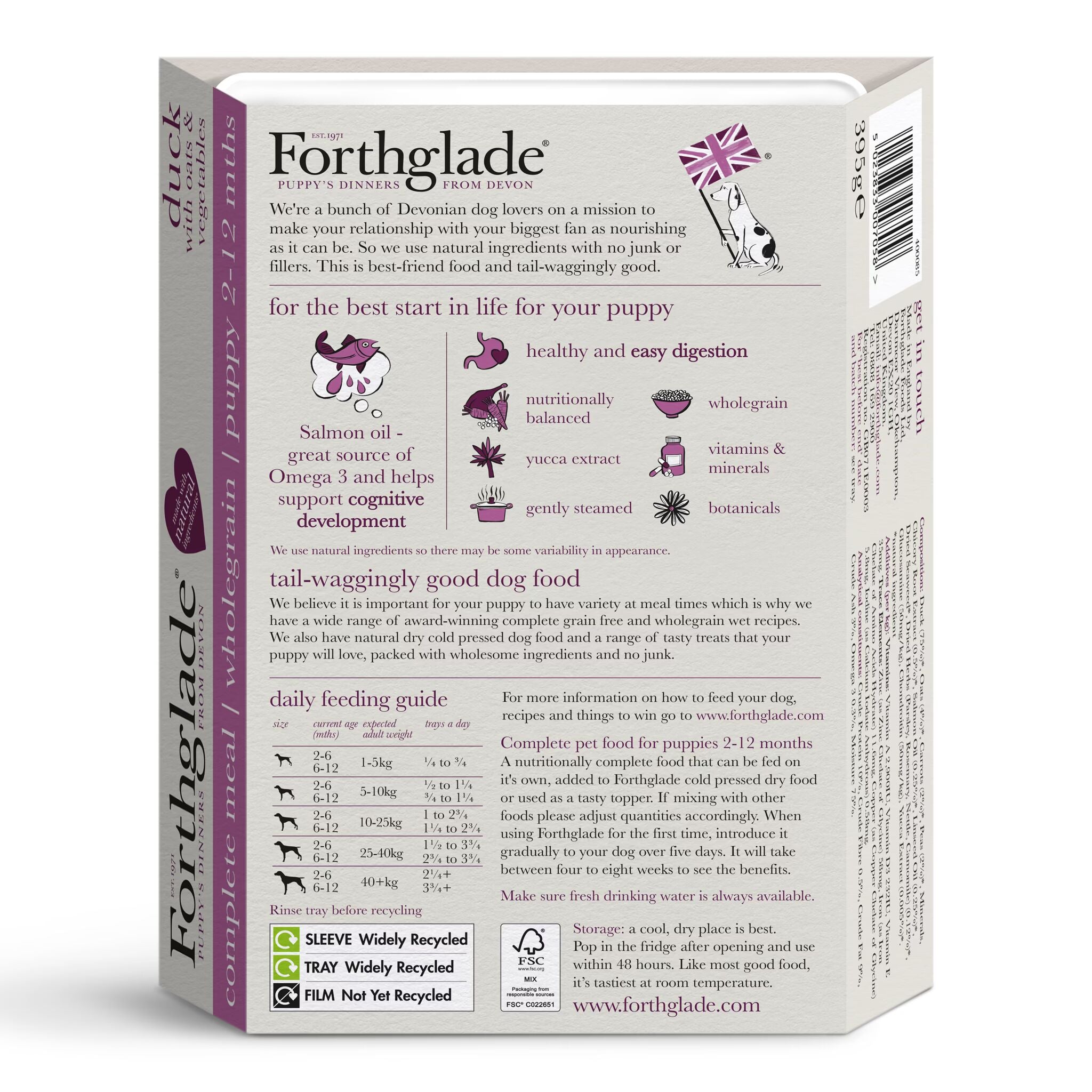 Duck Oats Vegetables Wet Puppy Food Hypoallergenic Forthglade
